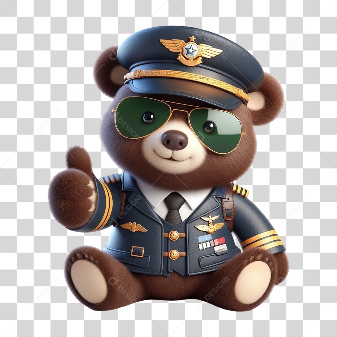 Mascote Urso com Uniforme PNG Transparente