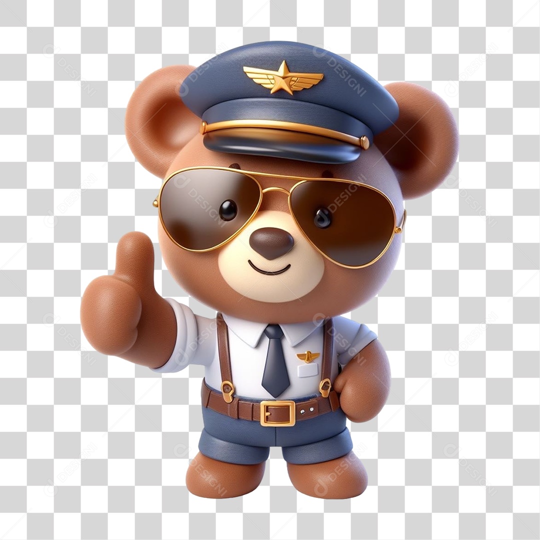 Mascote Urso com Uniforme PNG Transparente