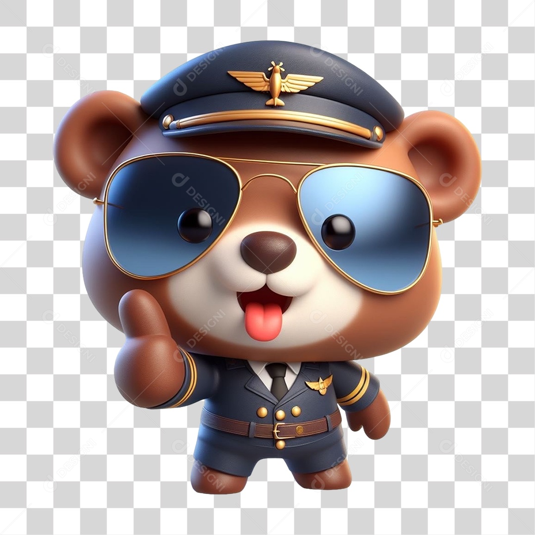 Mascote Urso com Uniforme PNG Transparente