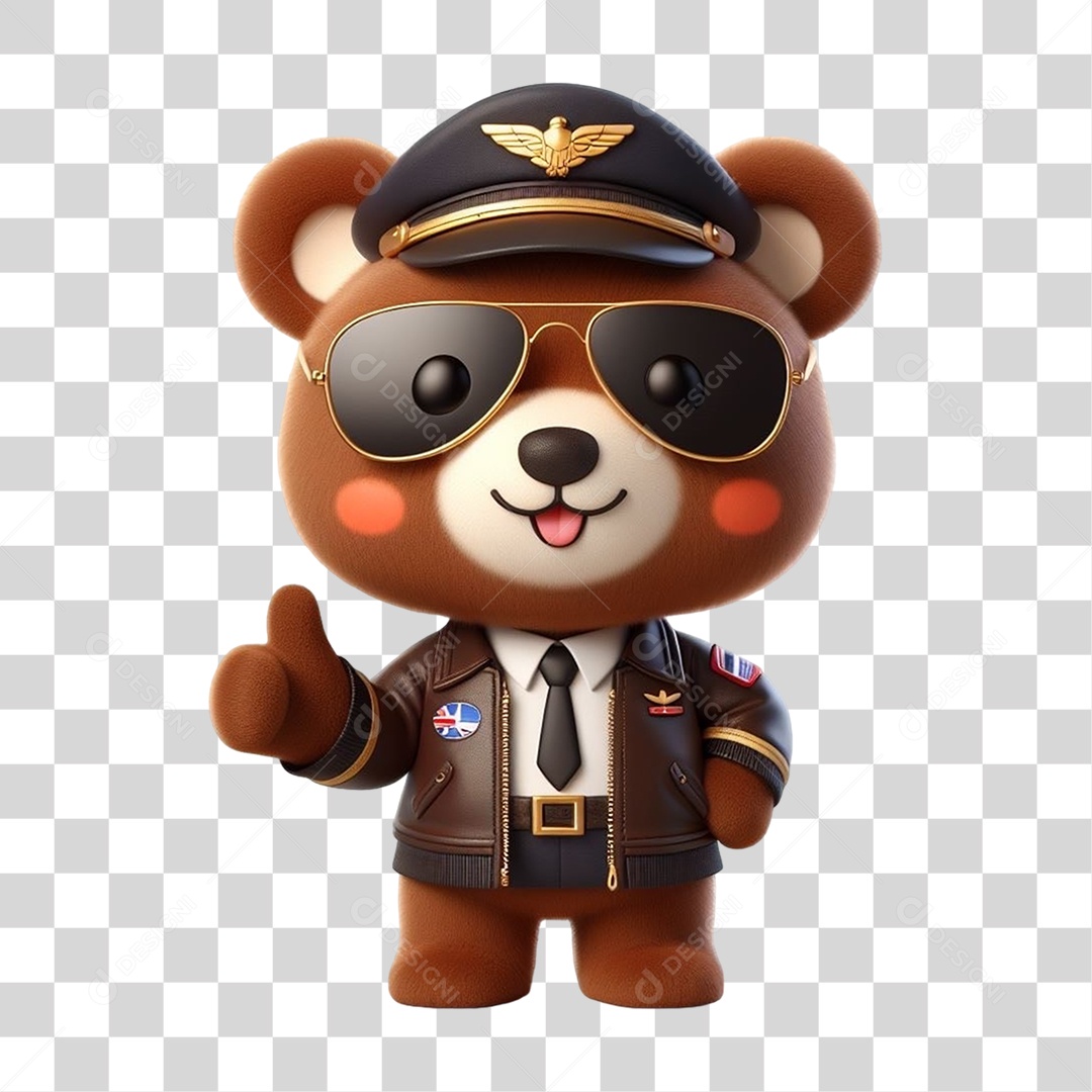Mascote Urso com Uniforme PNG Transparente