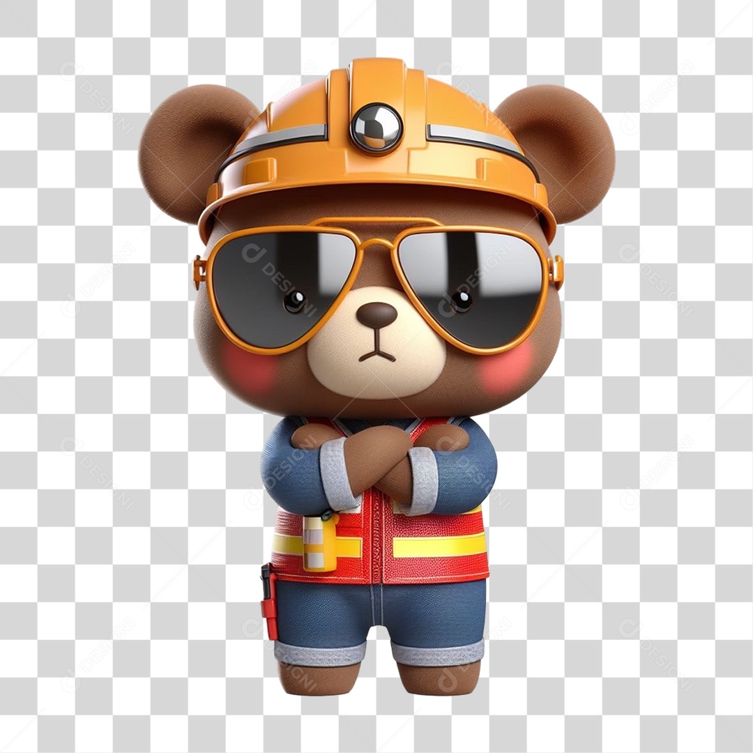 Mascote Urso com Uniforme PNG Transparente
