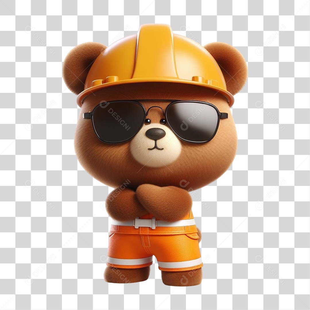 Mascote Urso com Uniforme PNG Transparente