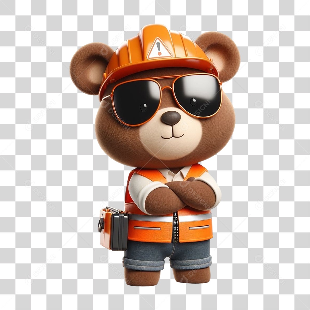 Mascote Urso com Uniforme PNG Transparente