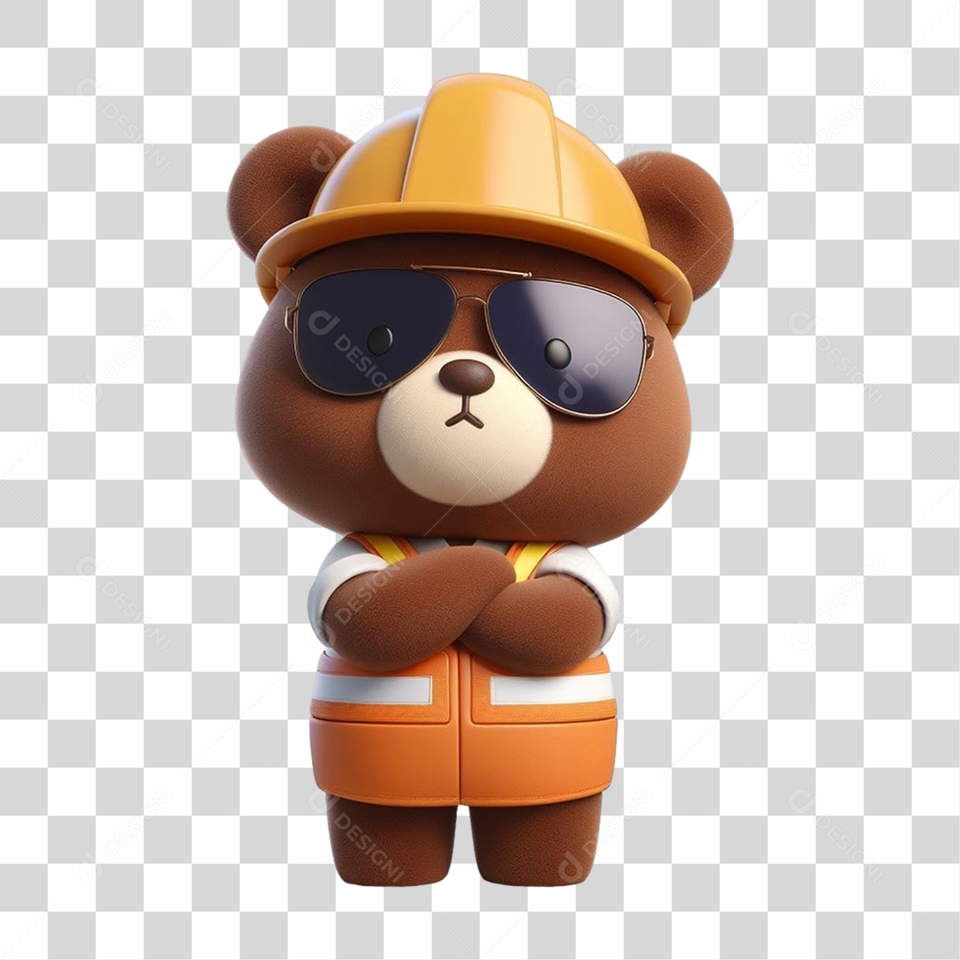 Mascote Urso com Uniforme PNG Transparente