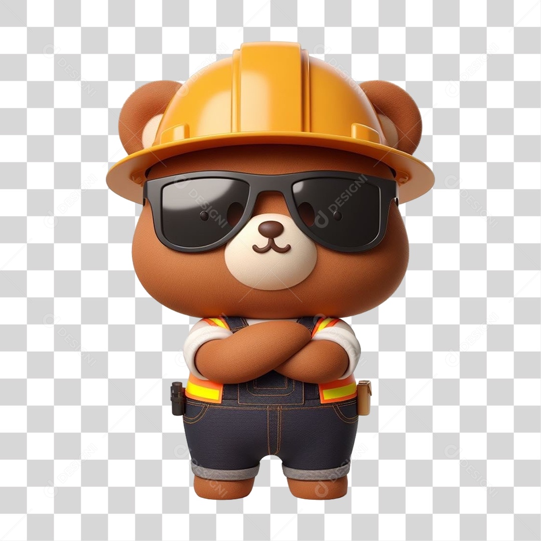 Mascote Urso com Uniforme PNG Transparente