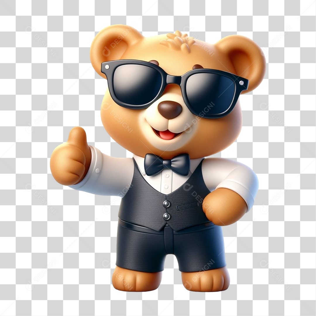 Mascote Urso com Uniforme PNG Transparente
