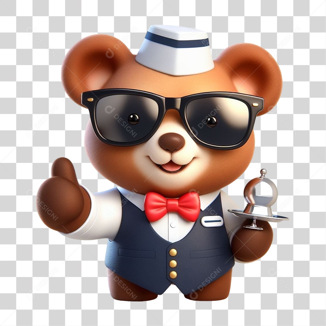 Mascote Urso com Uniforme PNG Transparente