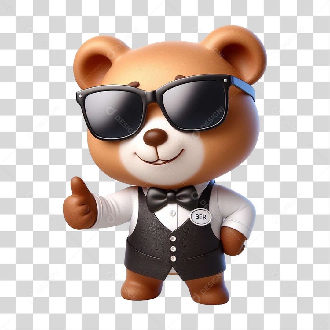 Mascote Urso com Uniforme PNG Transparente