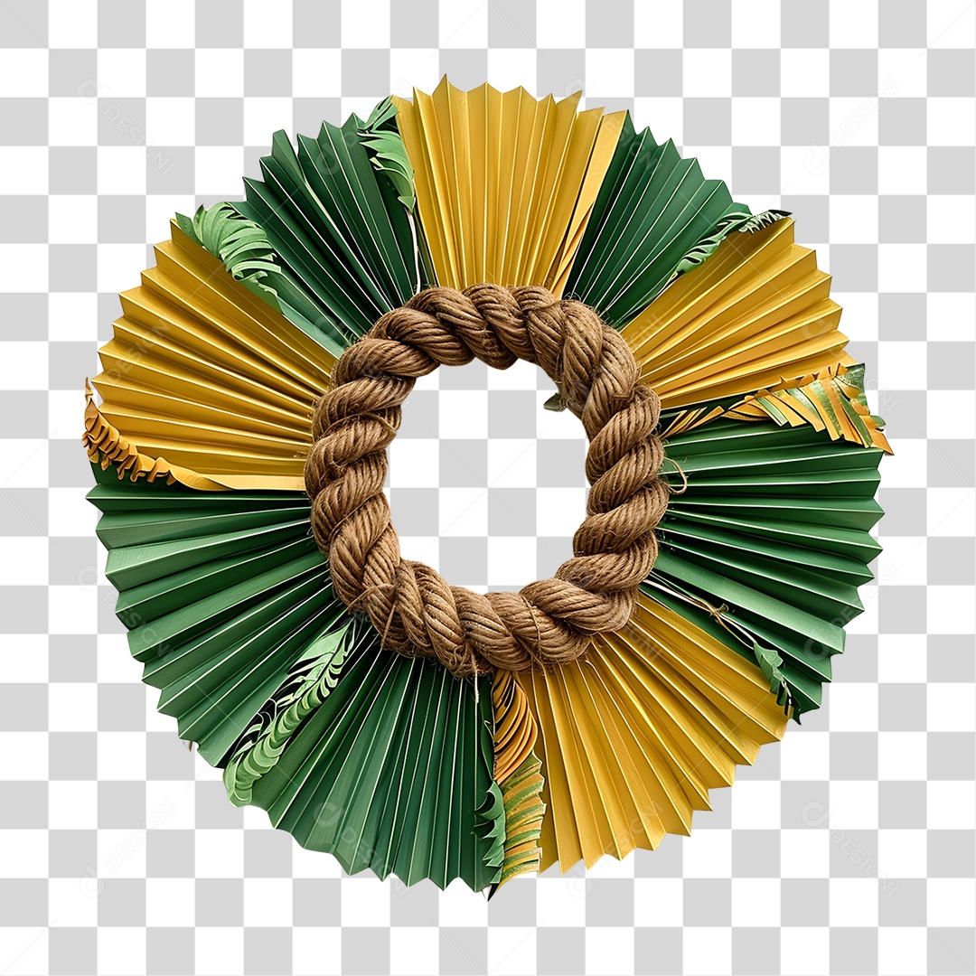 Guirlanda Artesanal Feita de Corda e Papel PNG Transparente