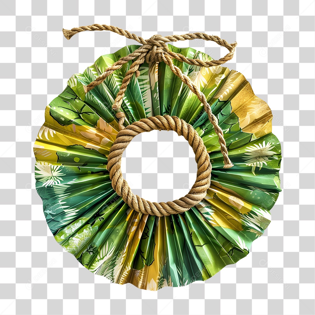 Guirlanda Artesanal Feita de Corda e Papel PNG Transparente