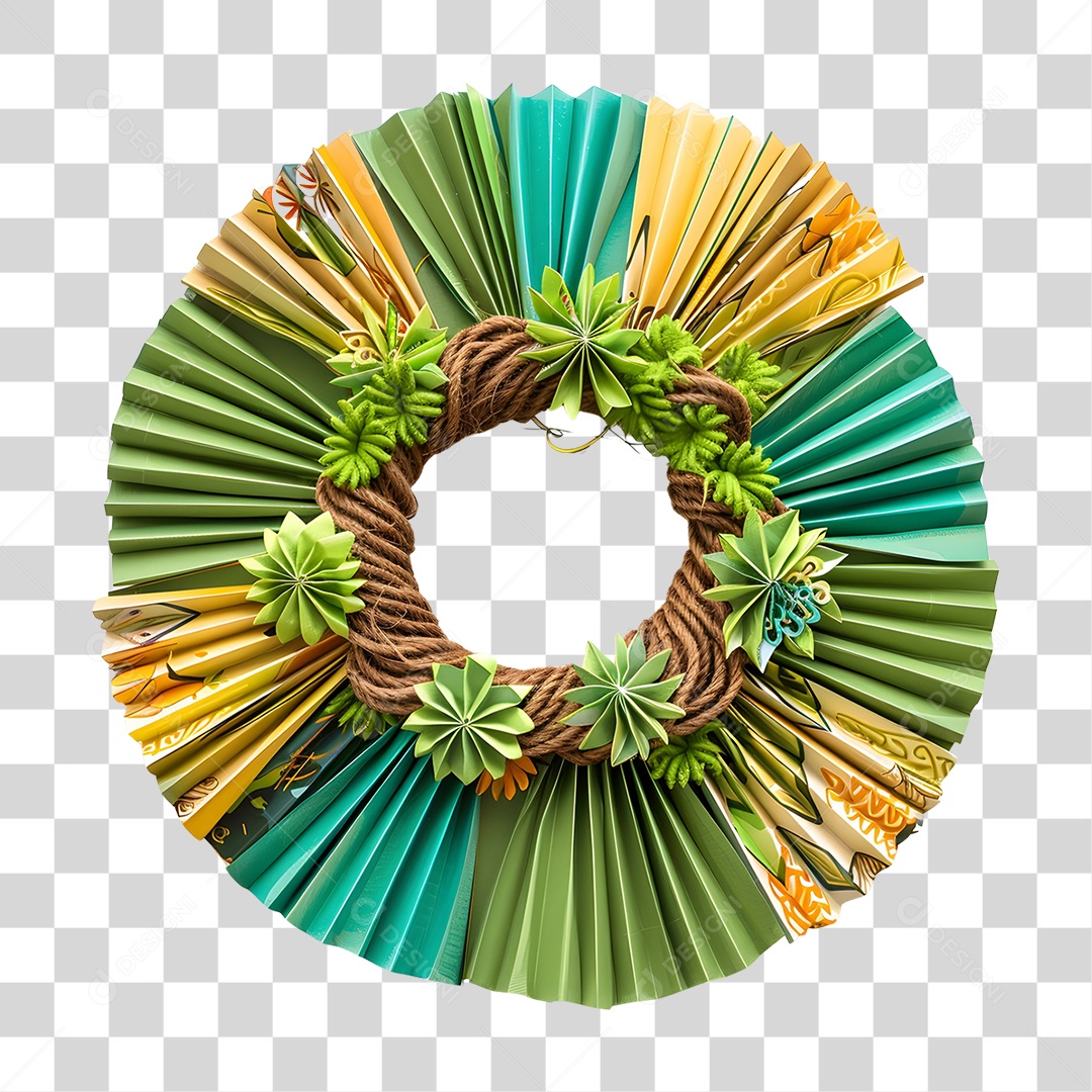 Guirlanda Artesanal Feita de Corda e Papel PNG Transparente