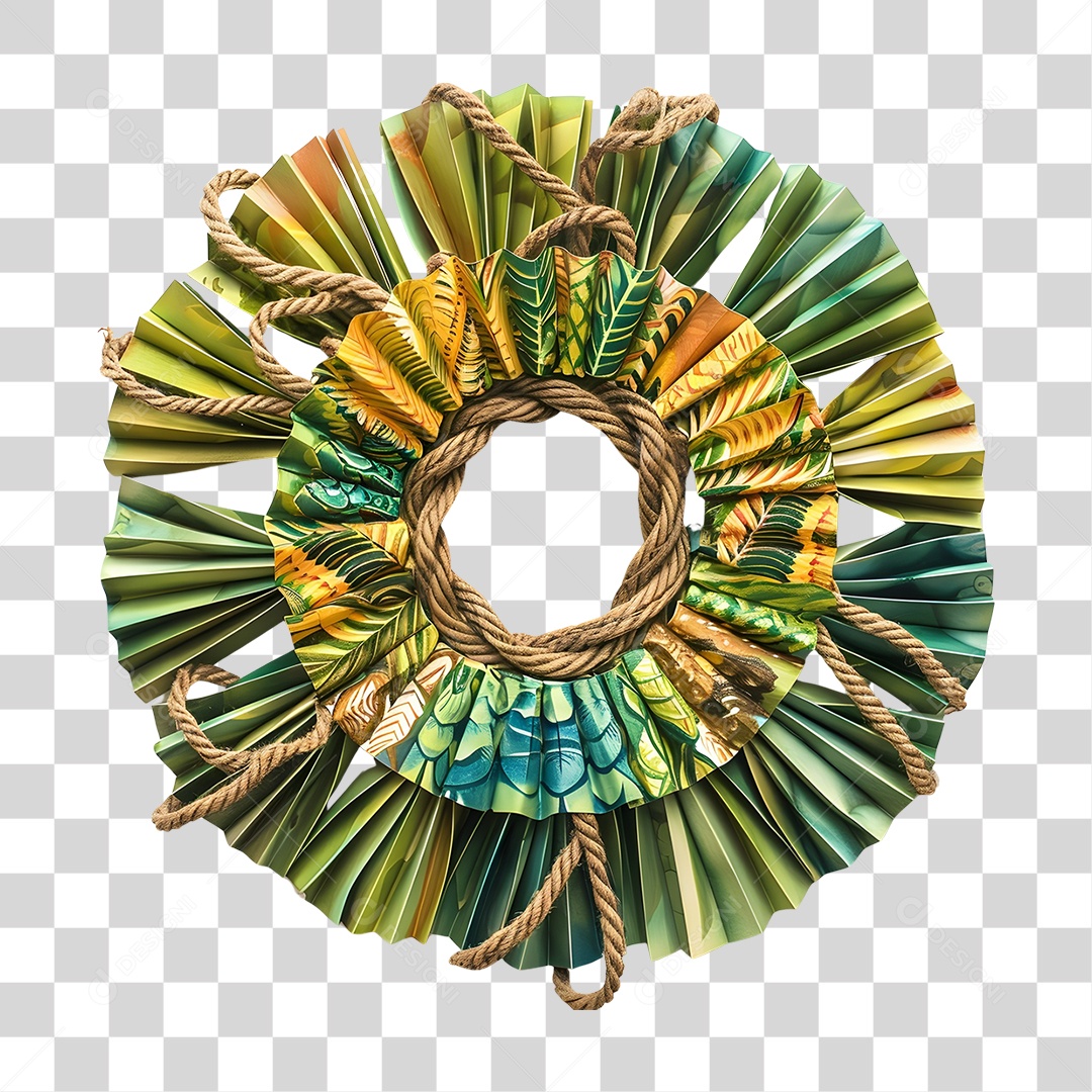 Guirlanda Artesanal Feita de Corda e Papel PNG Transparente