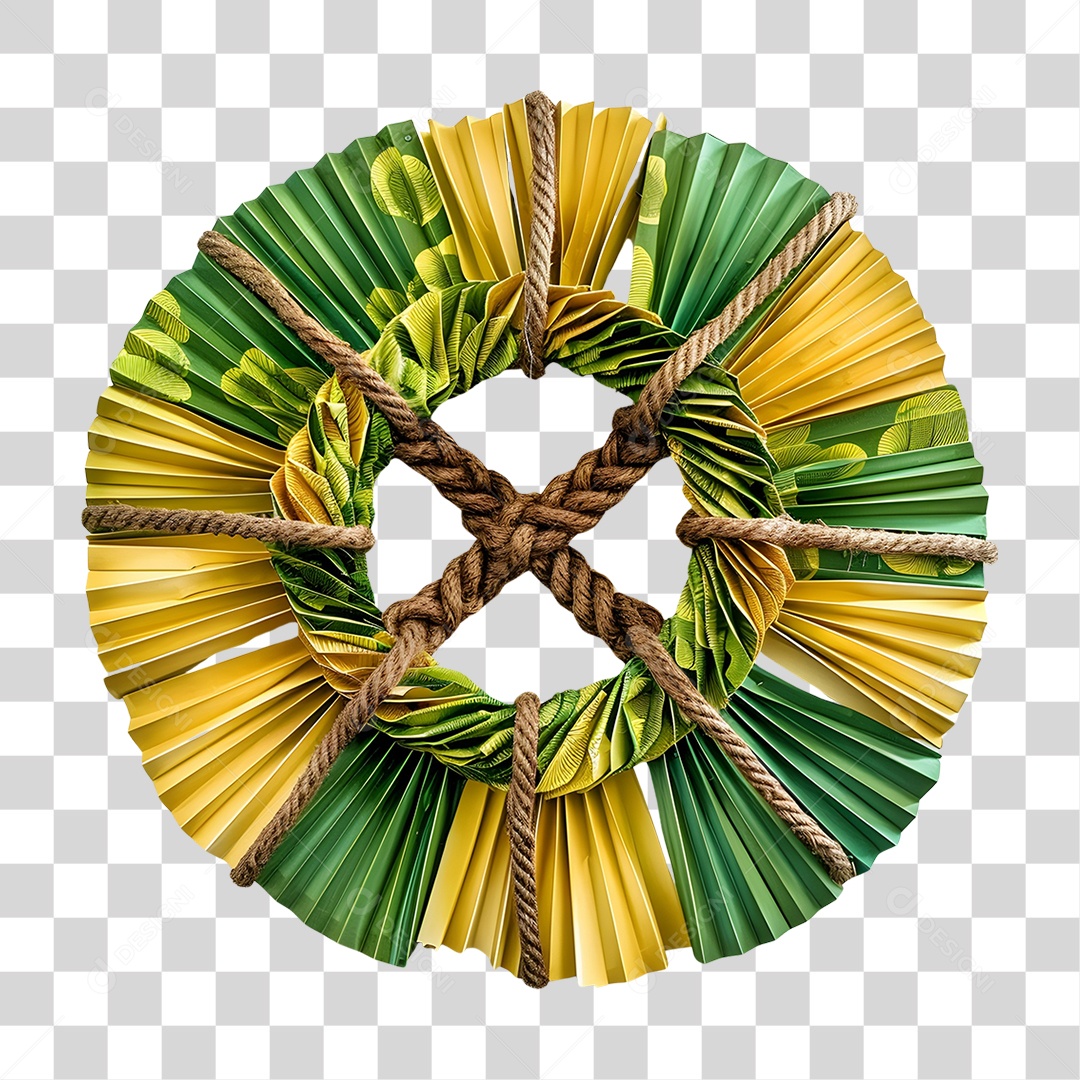 Guirlanda Artesanal Feita de Corda e Papel PNG Transparente
