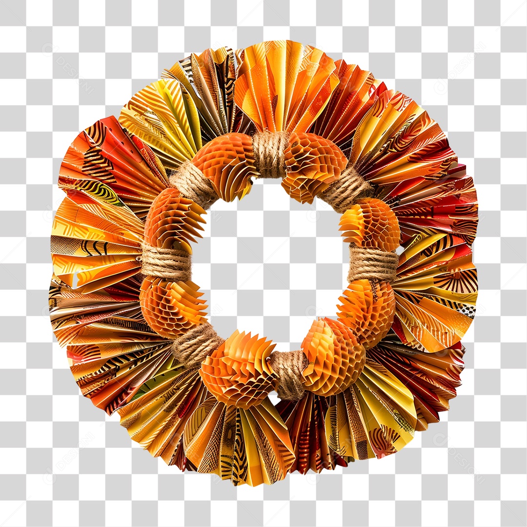 Guirlanda Artesanal Feita de Corda e Papel PNG Transparente