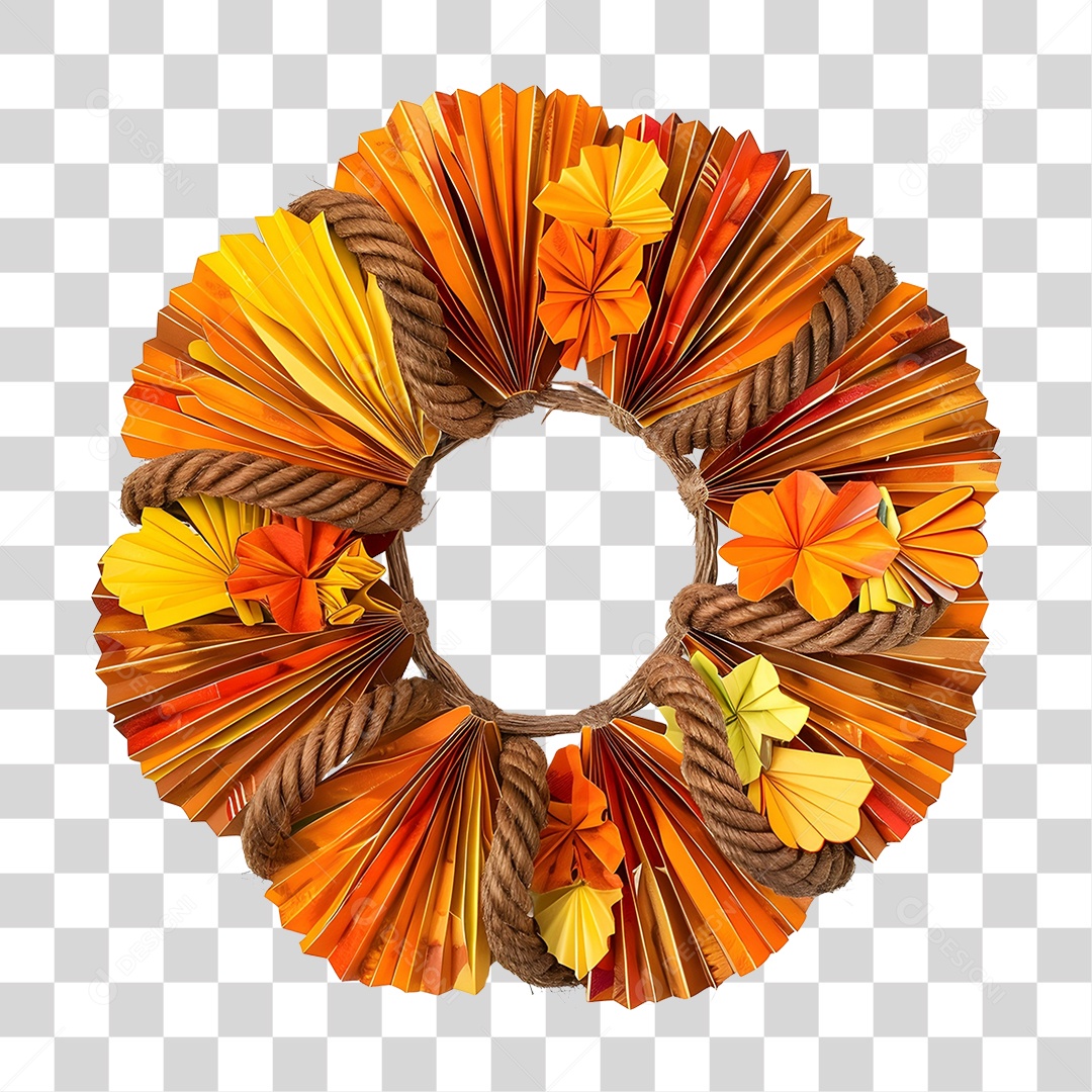 Guirlanda Artesanal Feita de Corda e Papel PNG Transparente