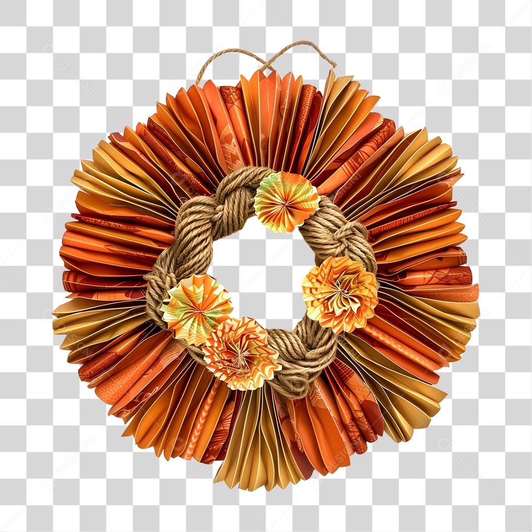 Guirlanda Artesanal Feita de Corda e Papel PNG Transparente