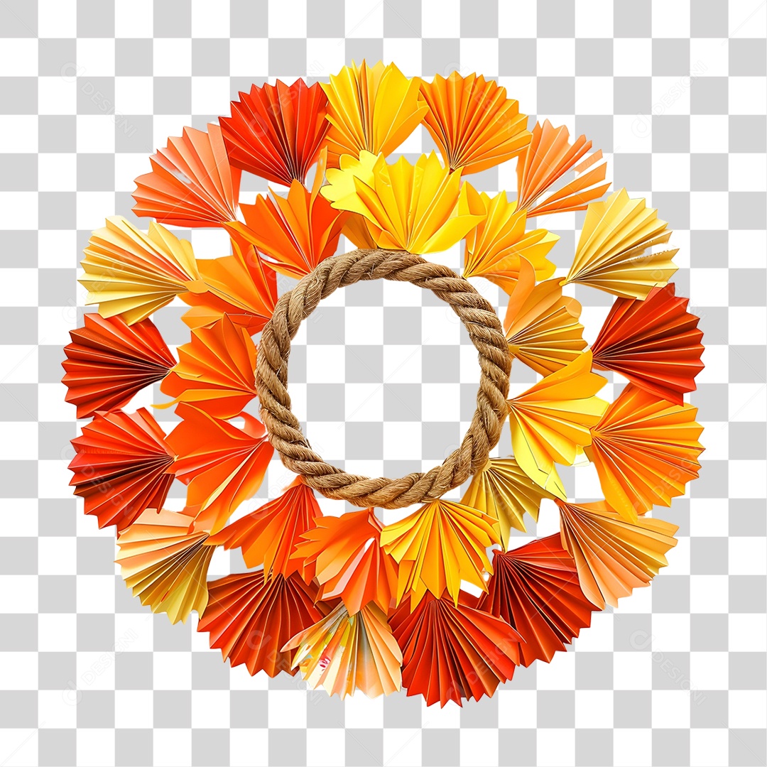 Guirlanda Artesanal Feita de Corda e Papel PNG Transparente