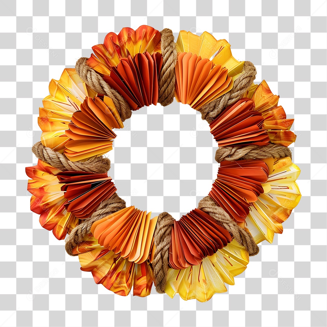 Guirlanda Artesanal Feita de Corda e Papel PNG Transparente