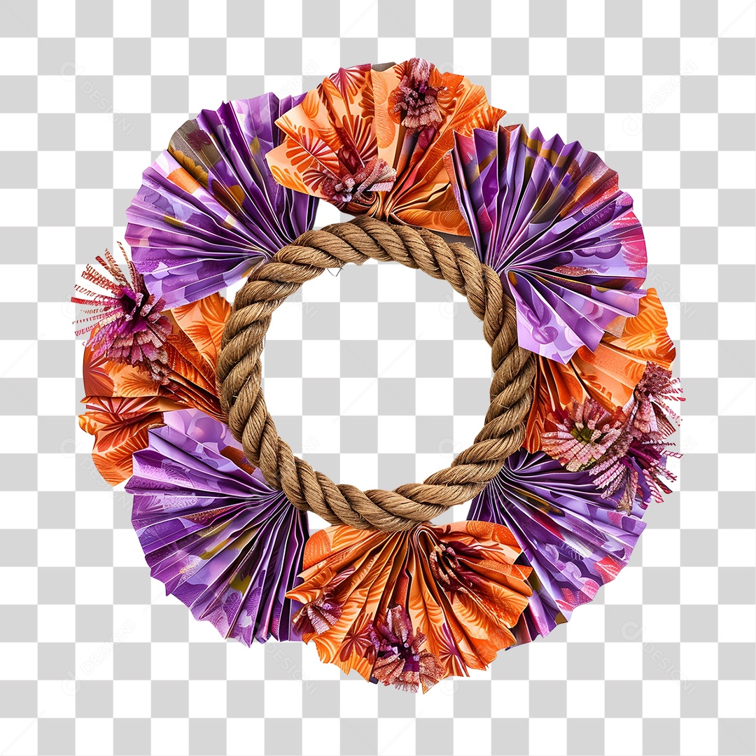 Guirlanda Artesanal Feita de Corda e Papel PNG Transparente