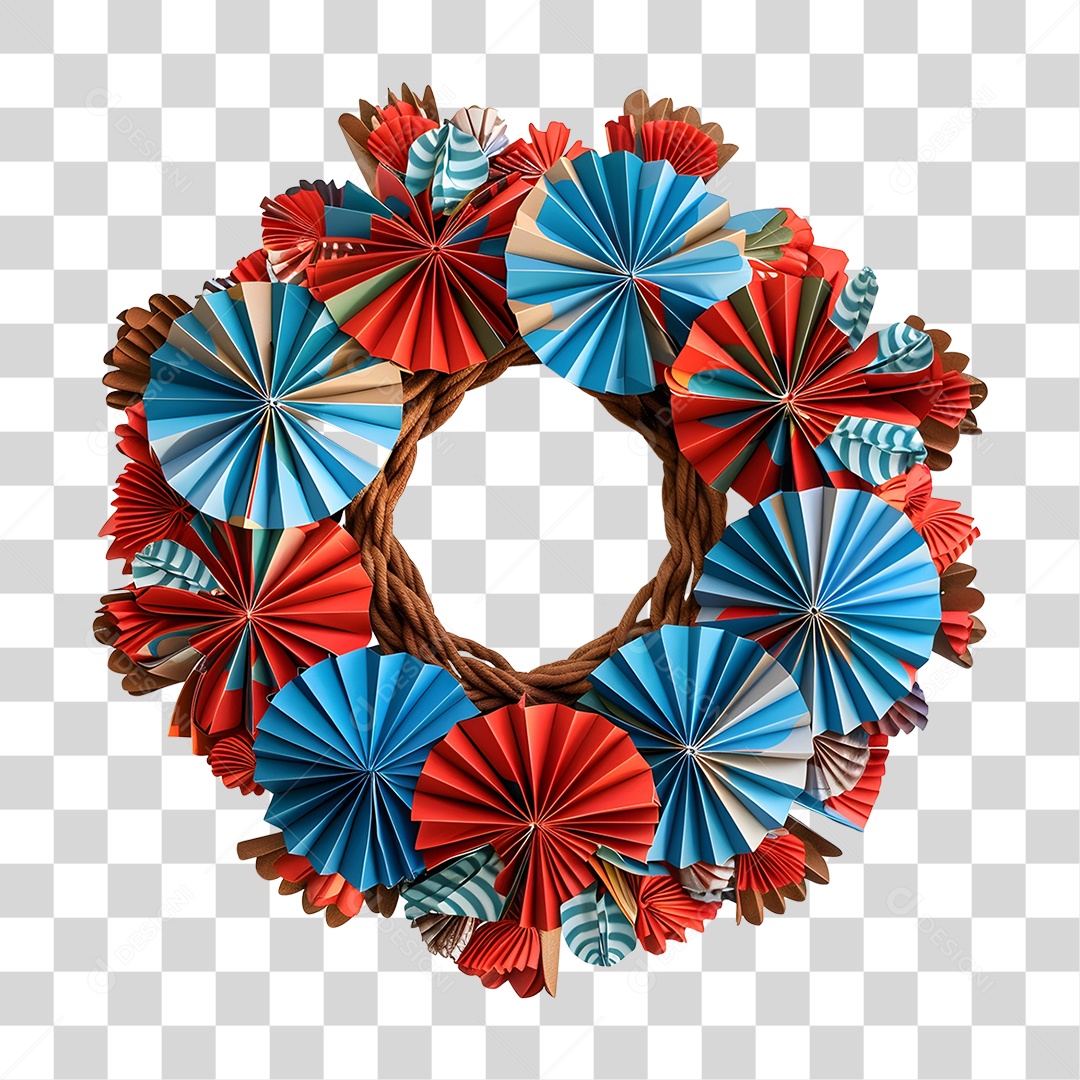 Guirlanda Artesanal Feita de Corda e Papel PNG Transparente