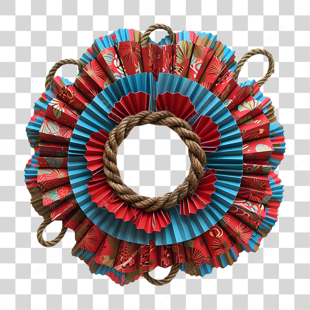 Guirlanda Artesanal Feita de Corda e Papel PNG Transparente