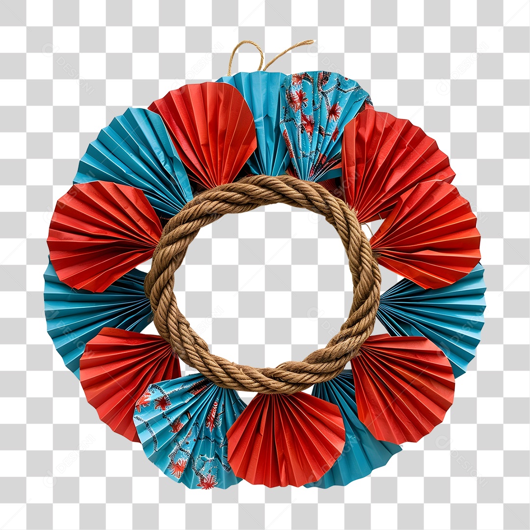 Guirlanda Artesanal Feita de Corda e Papel PNG Transparente