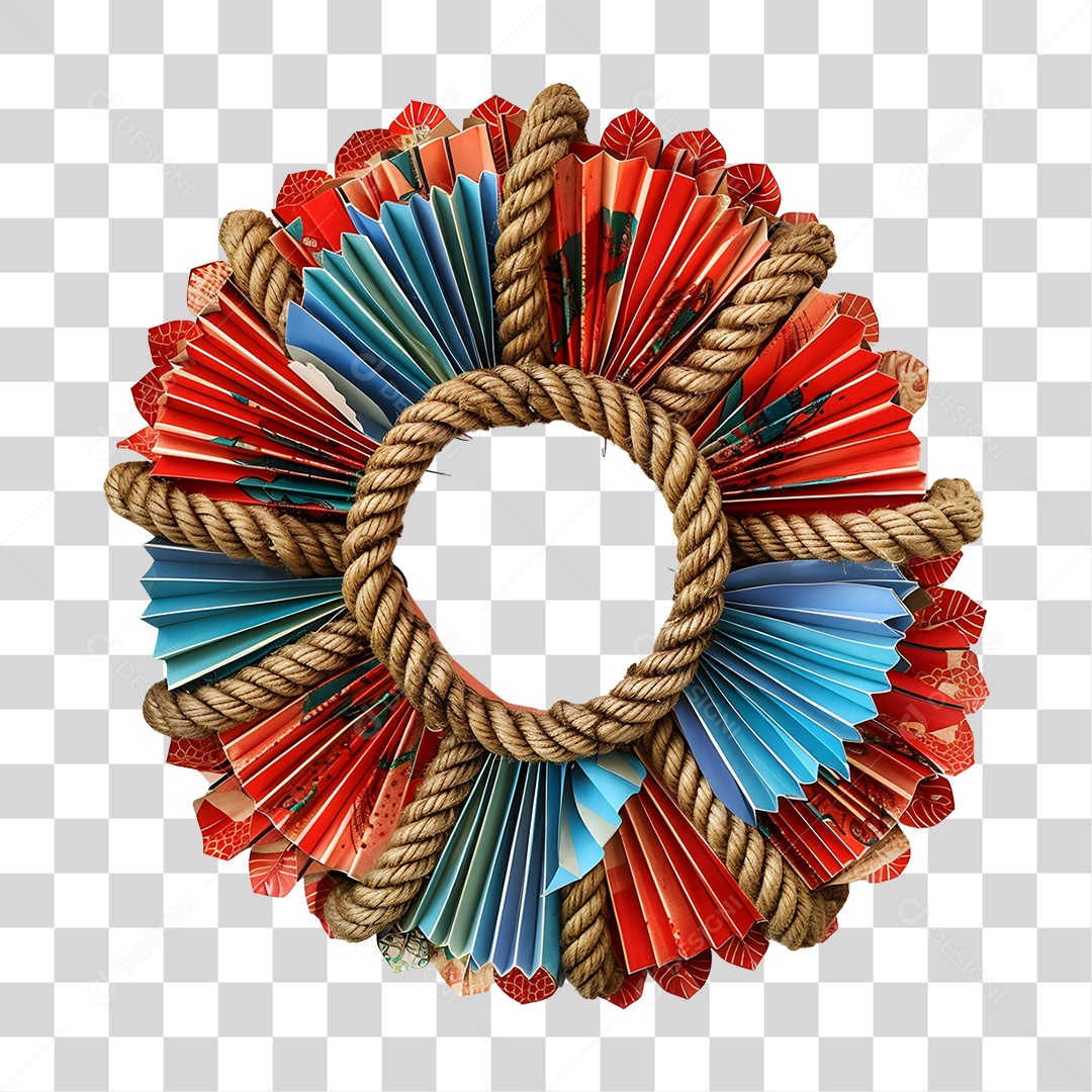 Guirlanda Artesanal Feita de Corda e Papel PNG Transparente