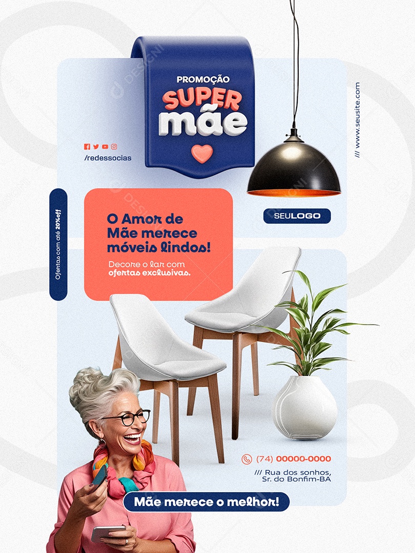 Promoção Super Mãe Encarte Caldeiras Decore seu Lar Social Media PSD Editável