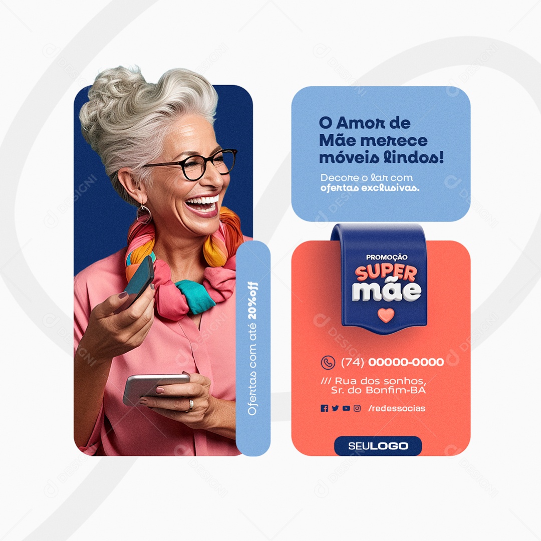 Promoção Super Mãe O Amor de Mãe Merece Móveis Lindos Social Media PSD Editáve