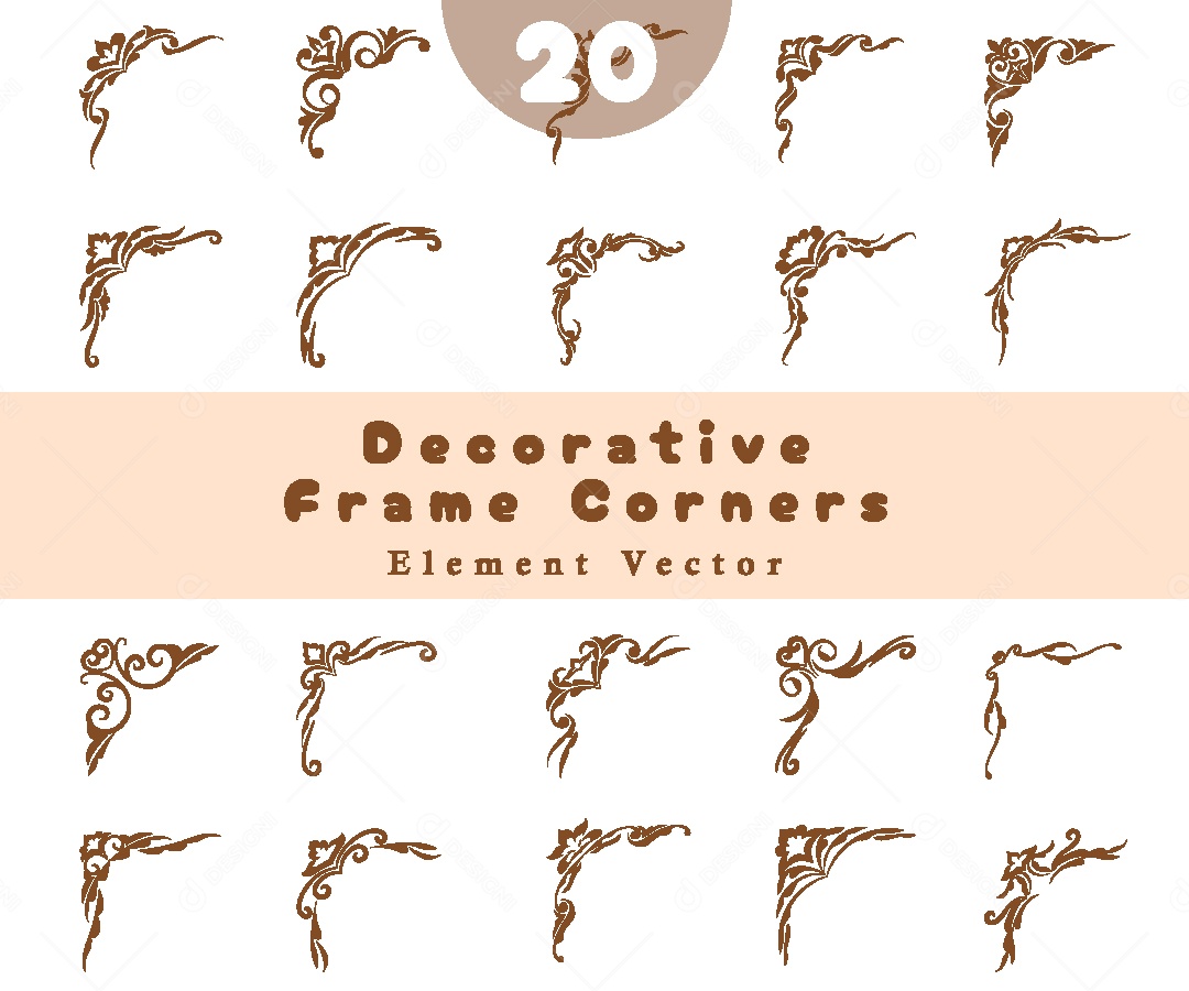 Conjunto de 20 Molduras Elegantes de Canto Vetor EPS