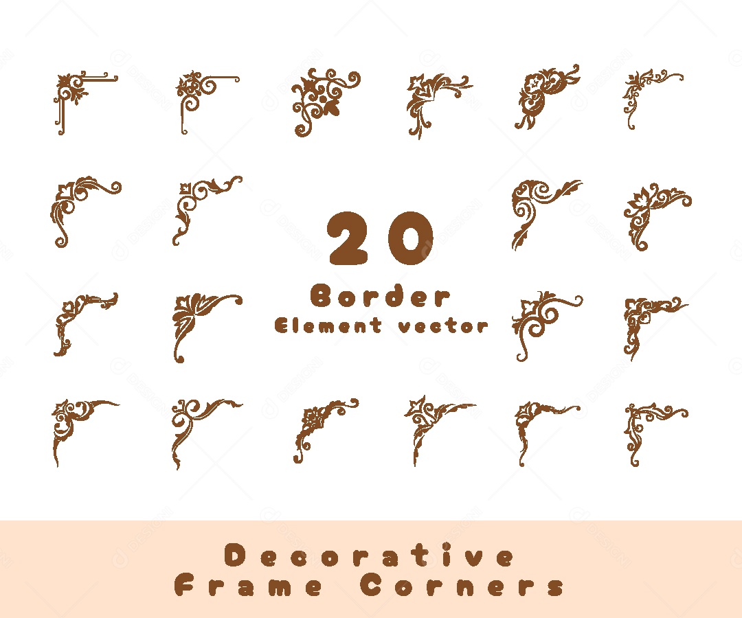 Conjunto de 20 Molduras Elegantes de Canto Vetor EPS