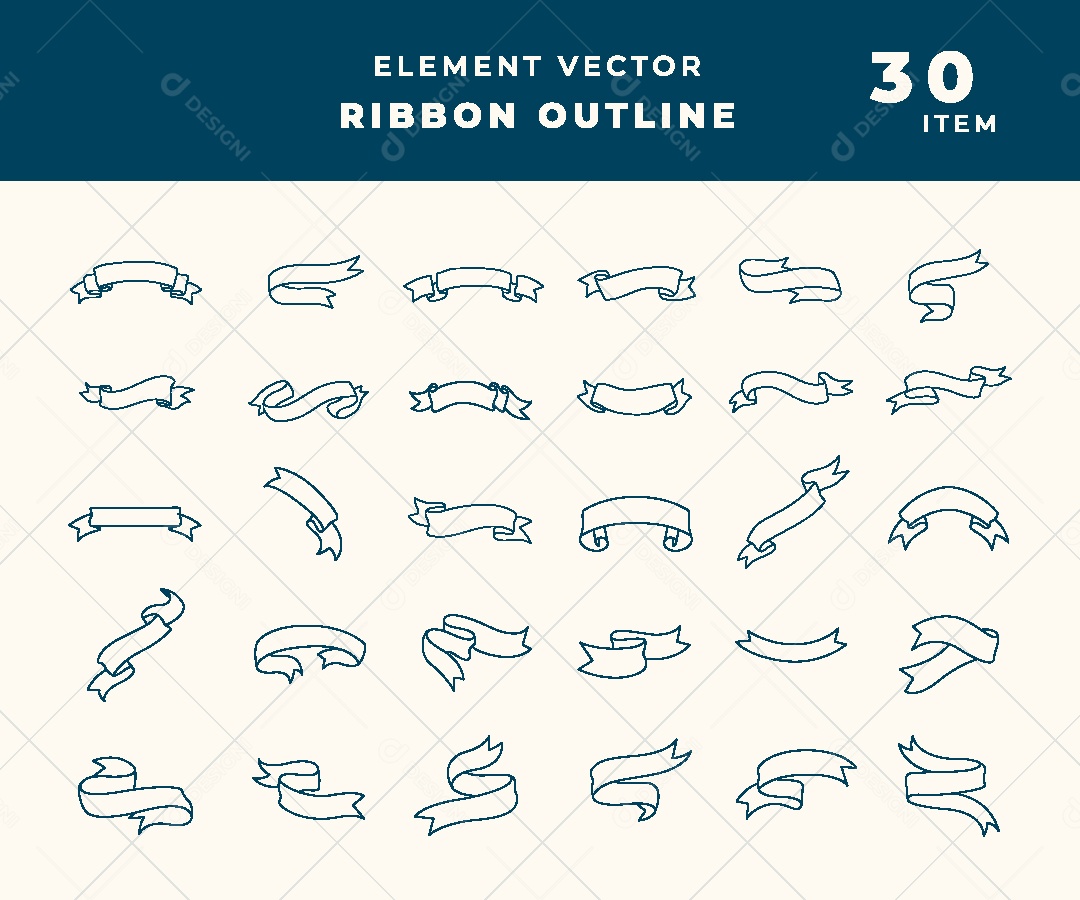 Conjunto de 30 Fitas de Contorno Vetor EPS