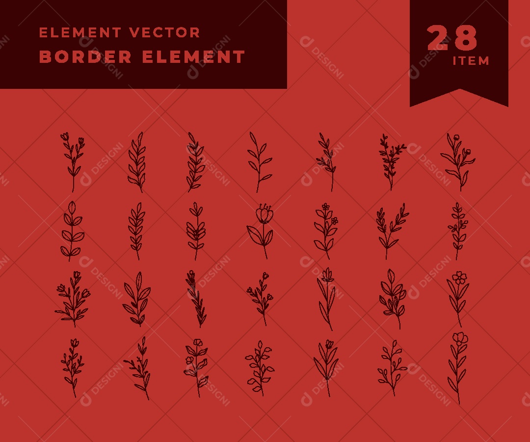 Conjunto de 28 Desenhos de Flores Vetor EPS