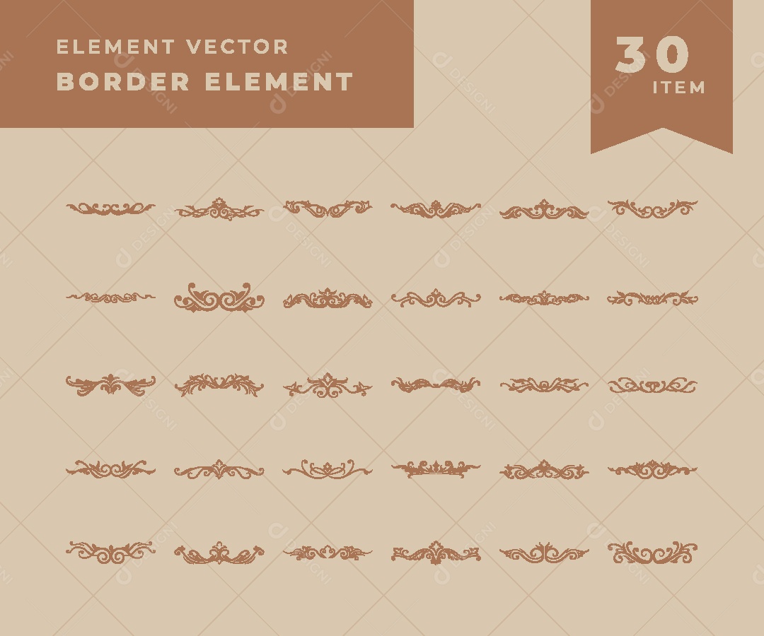 Conjunto de 30 Bordas Elegantes Vetor EPS