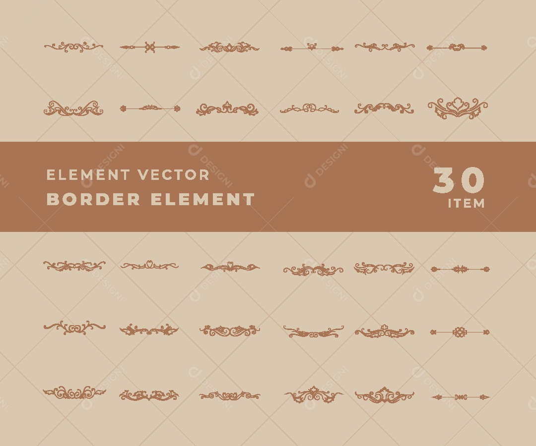 Conjunto de 30 Bordas Elegantes Vetor EPS