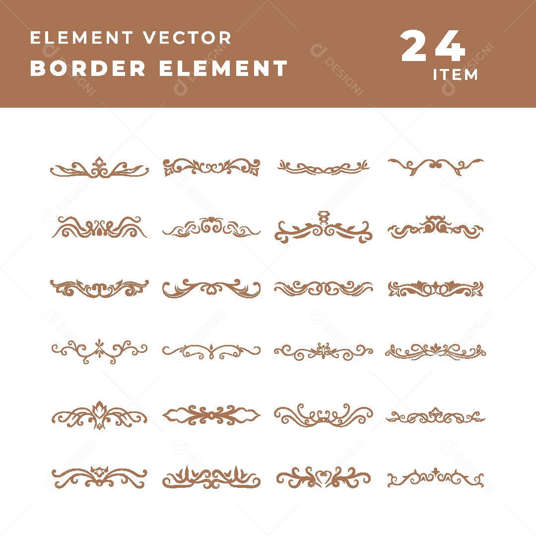 Conjunto de 24 Bordas Elegantes Vetor EPS
