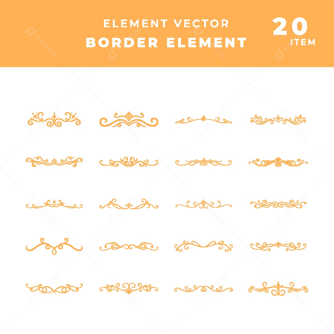 Conjunto de 20 Bordas Elegantes Vetor EPS