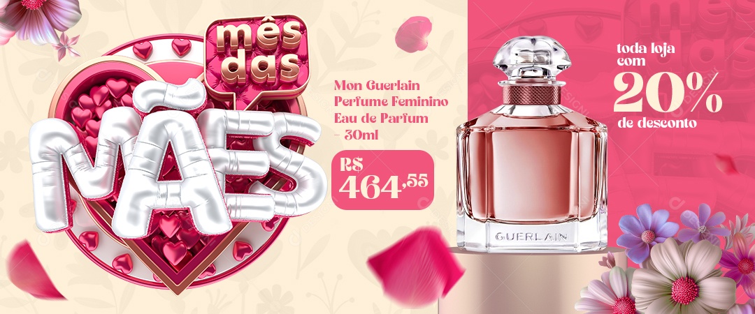 Banner Mês das Mães Perfume Feminino Eau de Parfum Social Media PSD Editável