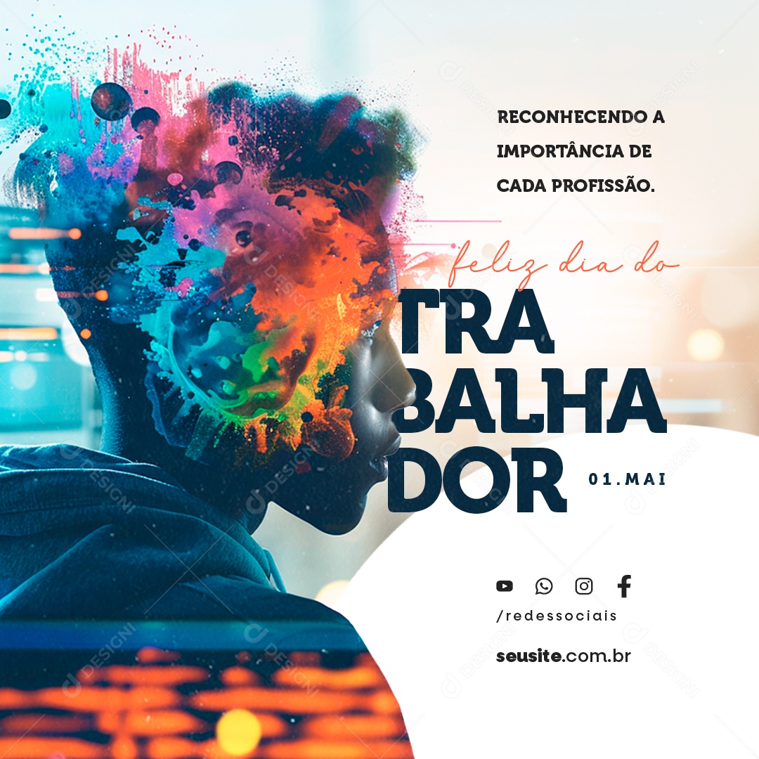 Feliz Dia Do Trabalhador Reconhecendo a Importância de Cada Profissão Social Media PSD Editável