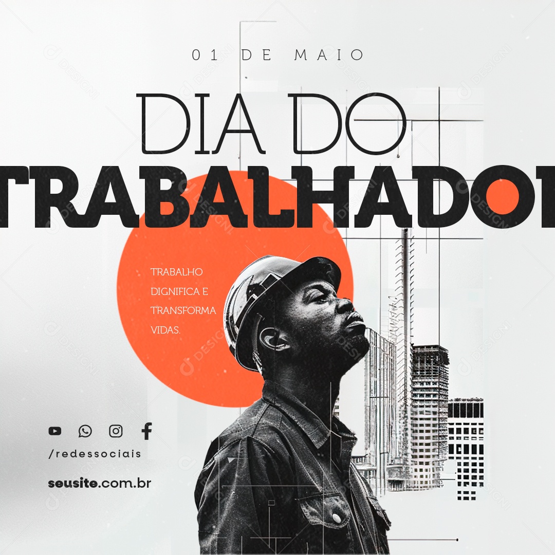 Dia Do Trabalhador 01 de Maio Social Media PSD Editável