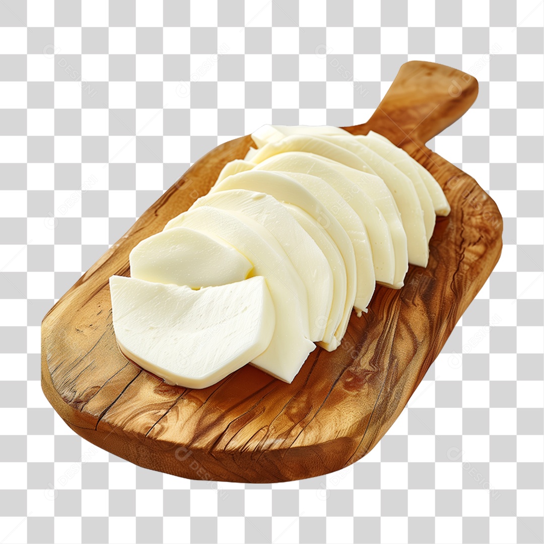 Muçarela em Tábua de Madeira PNG Transparente