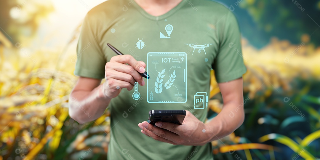 Homem jovem empresário mexendo em seu celular smartphone