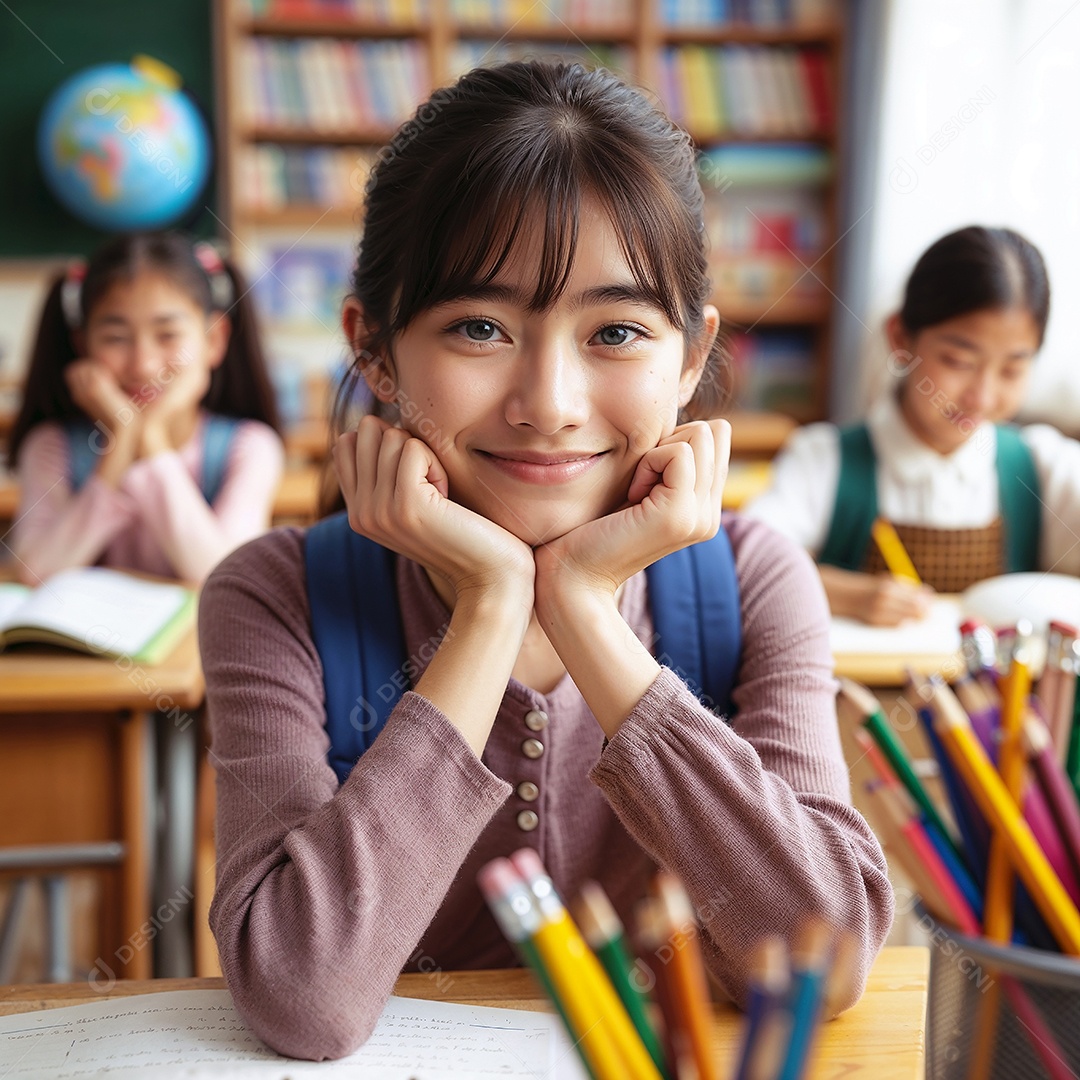 Retrato de menina na escola