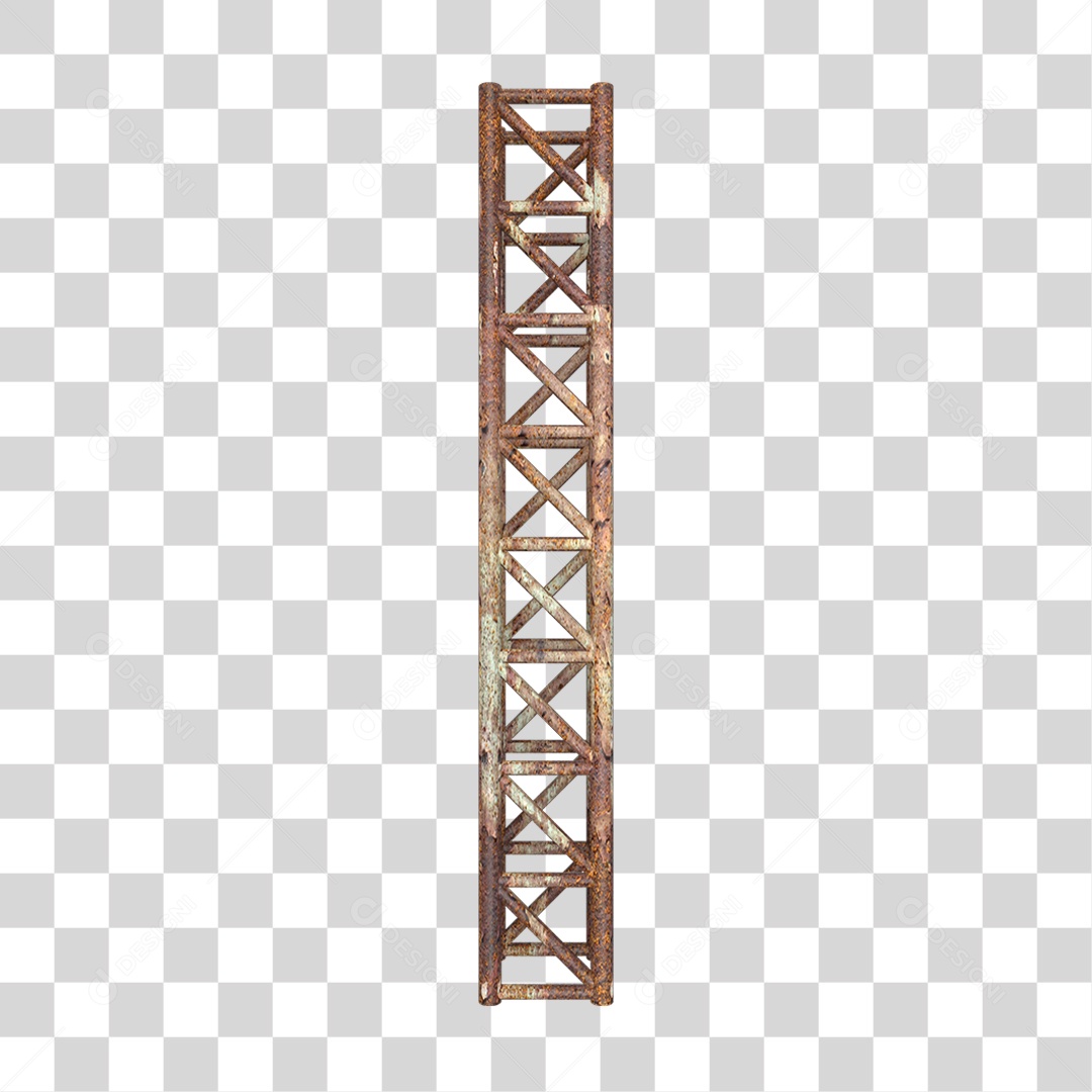 Elemento 3D Pilar Estrutura Metálica Enferrujada PNG Transparente