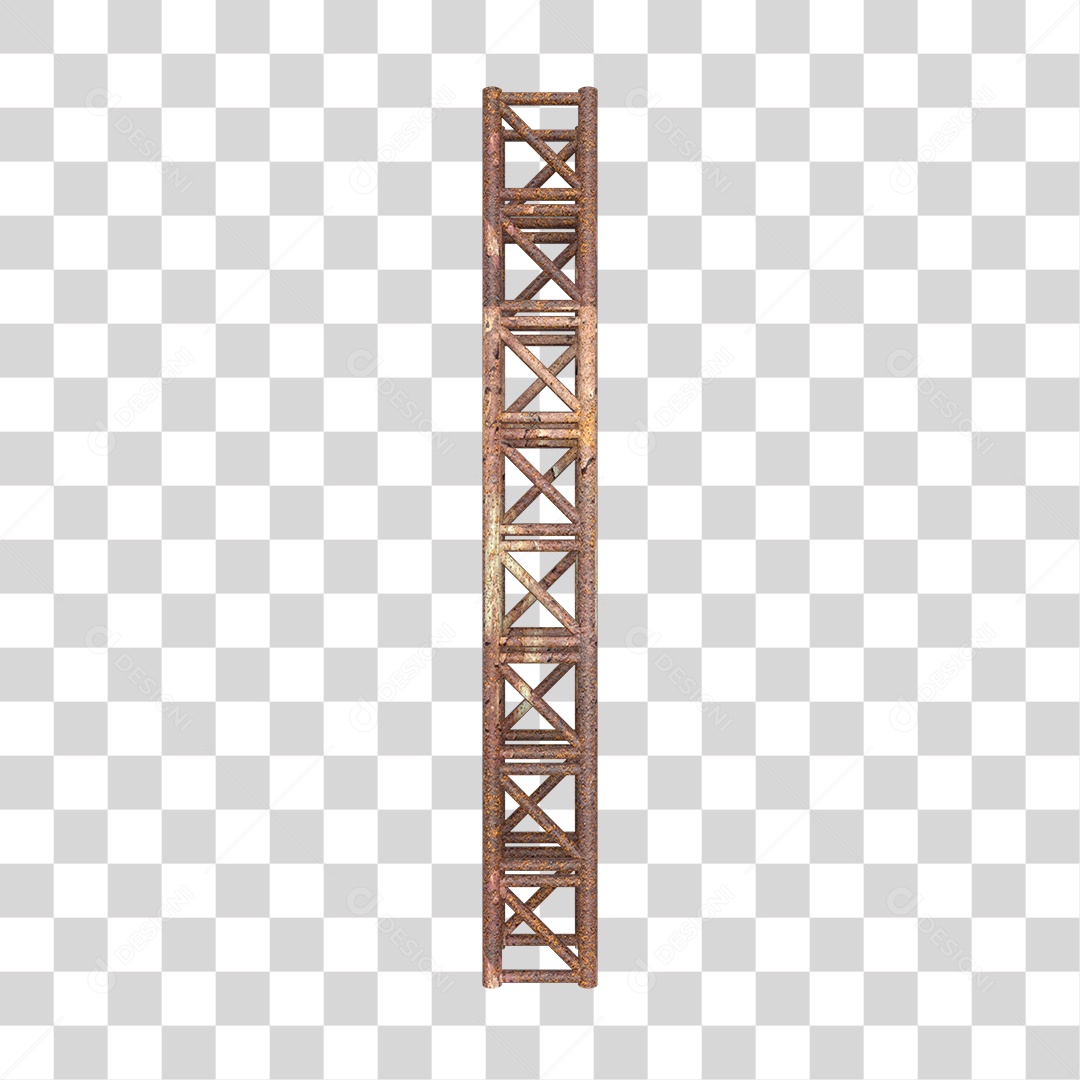 Elemento 3D Pilar Estrutura Metálica Enferrujada PNG Transparente
