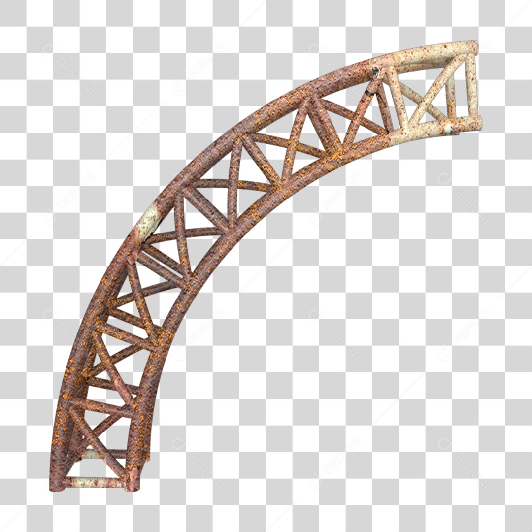Elemento 3D Pilar Estrutura Metálica Enferrujada PNG Transparente