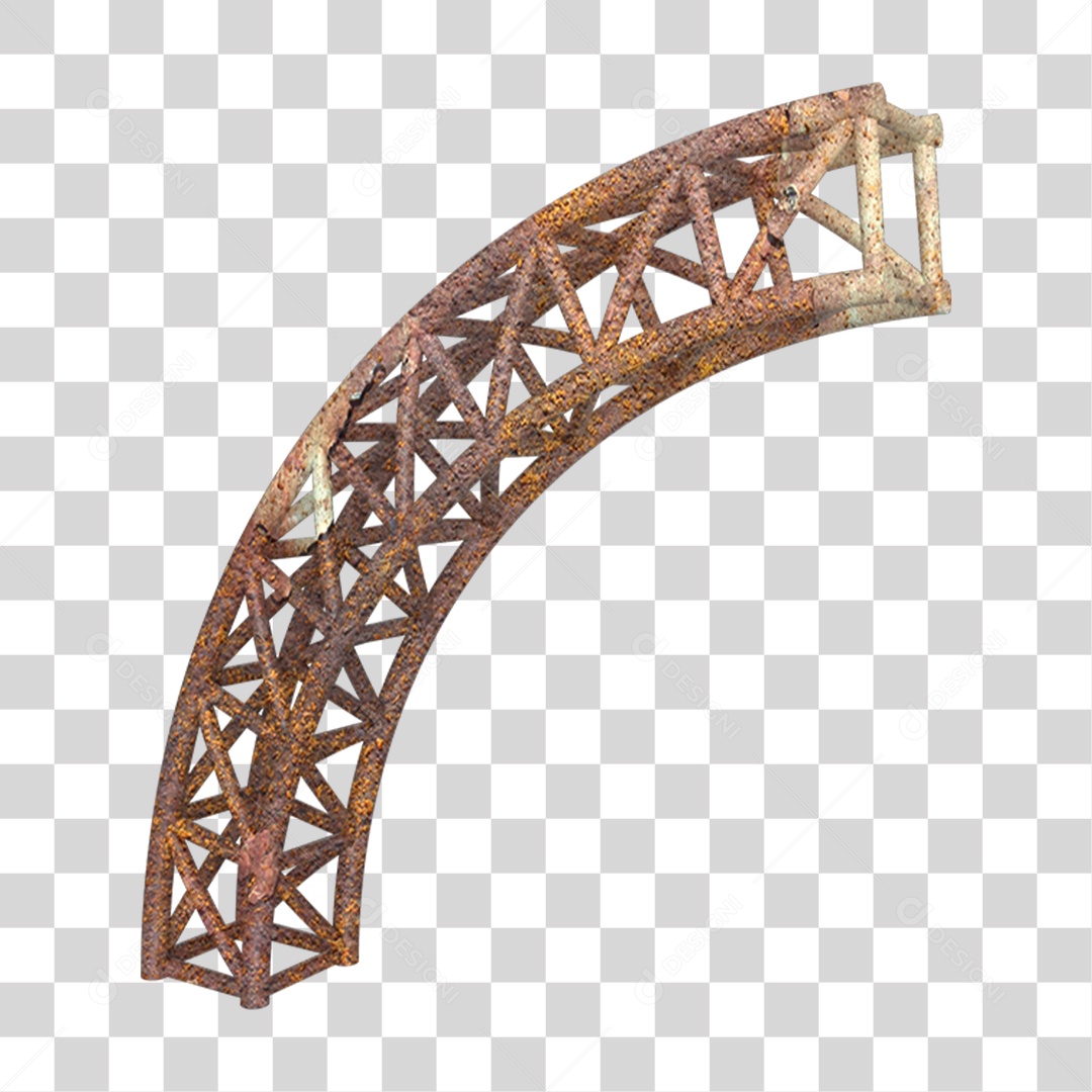 Elemento 3D Pilar Estrutura Metálica Enferrujada PNG Transparente