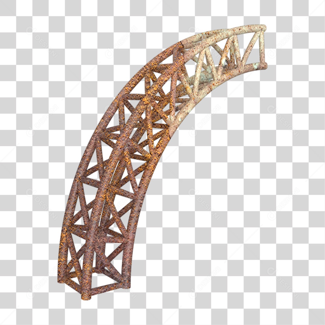 Elemento 3D Pilar Estrutura Metálica Enferrujada PNG Transparente