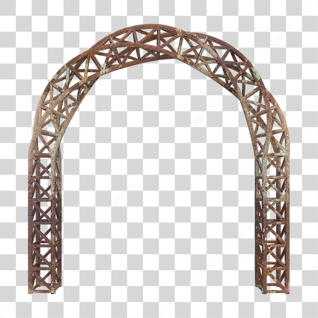 Elemento 3D Pilar Estrutura Metálica Enferrujada PNG Transparente