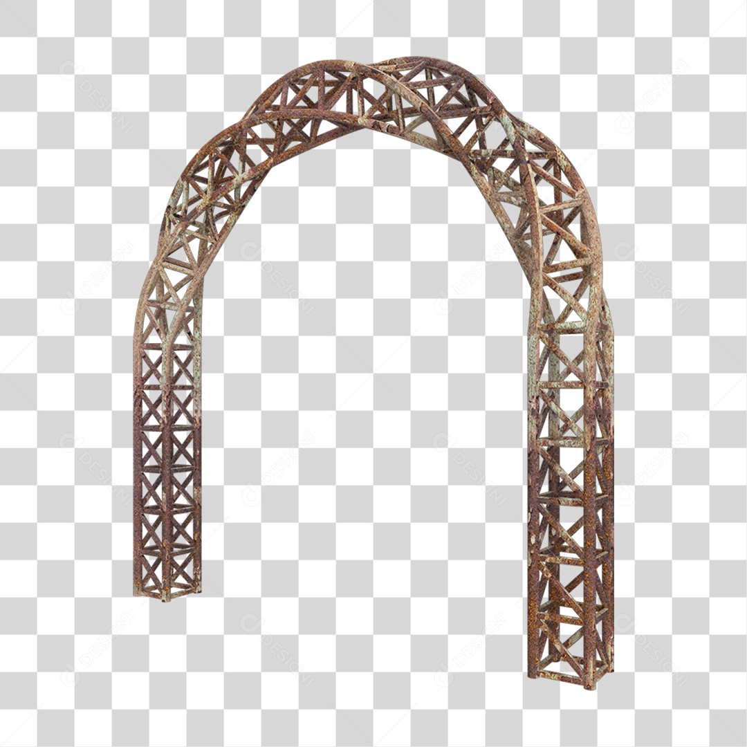 Elemento 3D Pilar Estrutura Metálica Enferrujada PNG Transparente